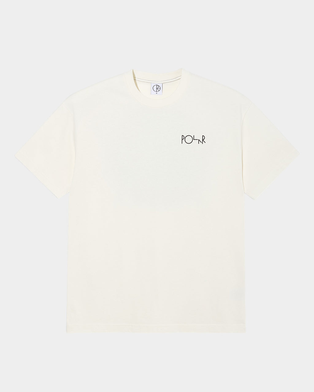 Lockwood Avenue Polar Fill Logo off-white cotton t-shirt with black chest screen print and ribbed crew collar