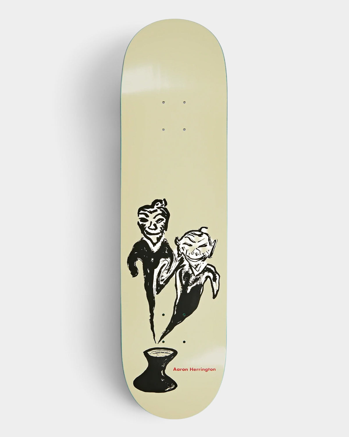 Lockwood Avenue Polar Aaron Herrington Pot Demons skateboard deck with black graphic art on a cream background