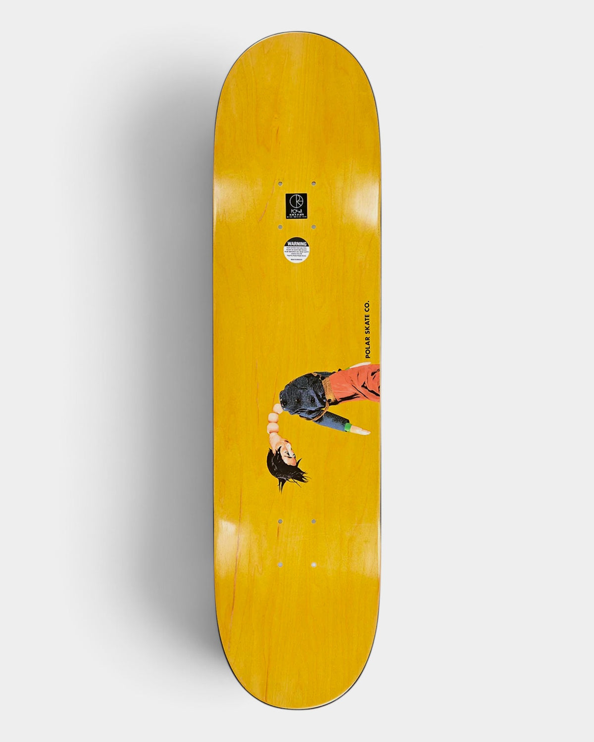 Lockwood Avenue Polar Roman Gonzalez Lorca 8.25 inch skateboard deck in yellow with artistic graphic print