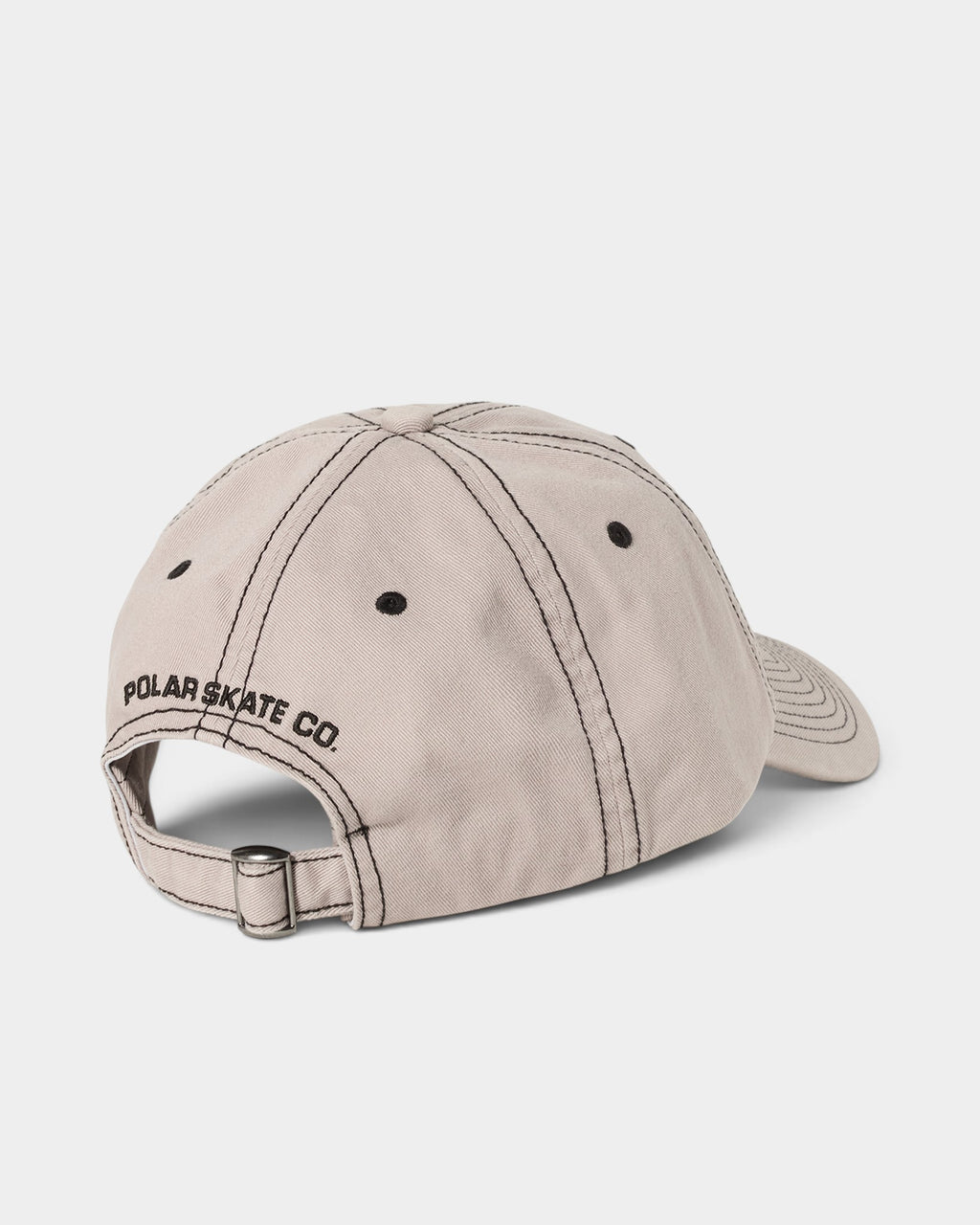 Lockwood Avenue Polar Sai 6-panel cotton twill cap in beige with black embroidery and silver metal buckle adjuster