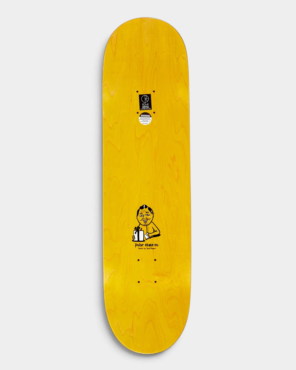 Lockwood Avenue Polar Skate Co. Nick Boserio Surprise 8.25 inch maple skateboard deck with yellow finish