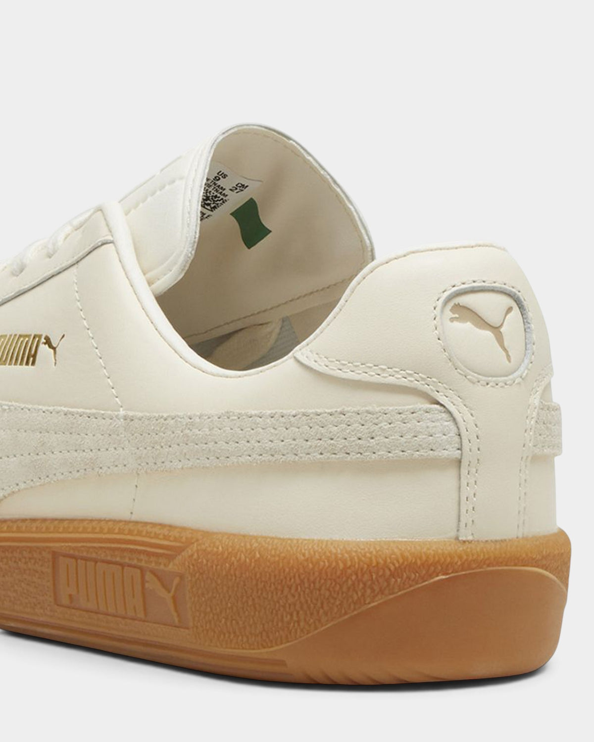 Lockwood Avenue Puma Army Trainer shoes in sugared almond leather with prairie tan suede overlays and gum rubber sole