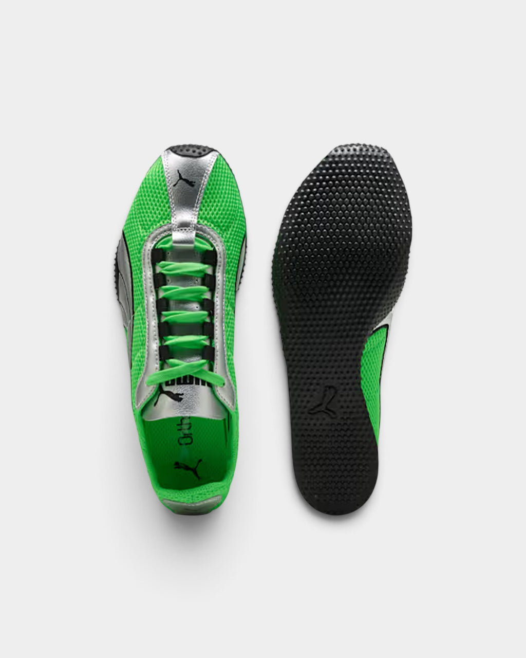 Lockwood Avenue Puma H-Street OG sneakers in fizzy green mesh with silver overlays and a black rubber outsole.