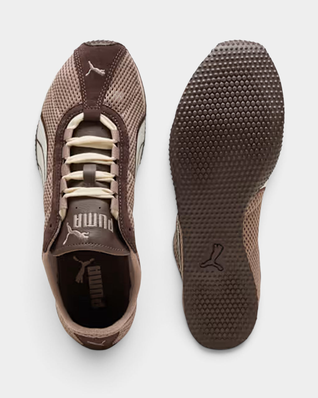 Lockwood Avenue Puma H-Street OG sneakers in sandstone and chocolate brown mesh with a textured rubber outsole.