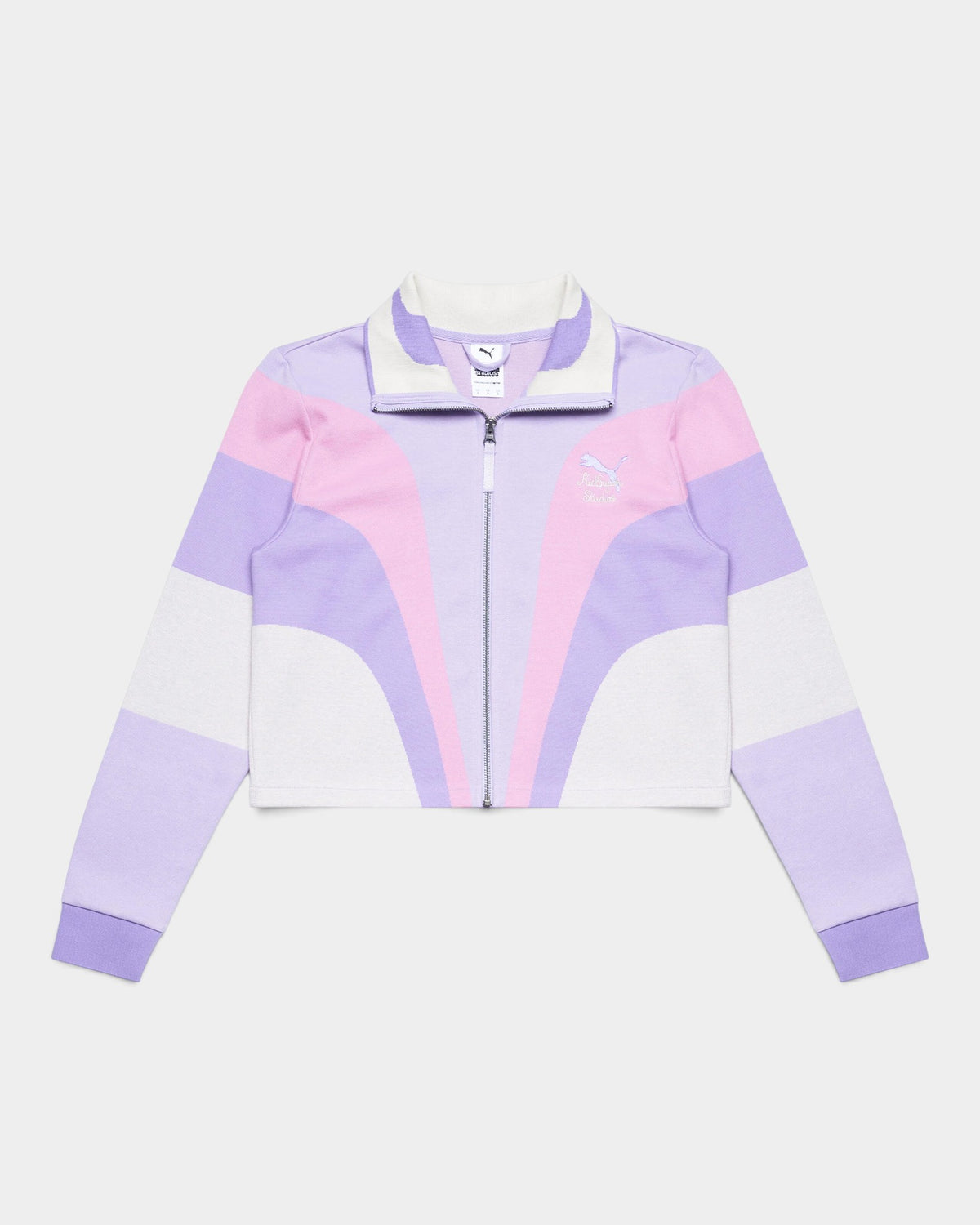 Lockwood Avenue Puma x KidSuper purple jacquard knit track top with full zip and ribbed stand-up collar