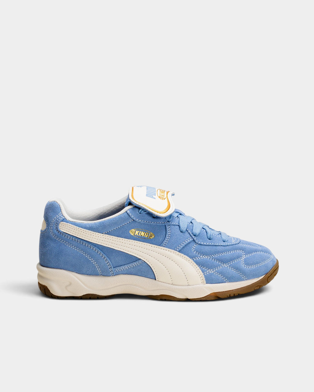 Lockwood Avenue Puma King Indoor Royalty sneakers in Day Dream blue hairy suede with a removable folded tongue.