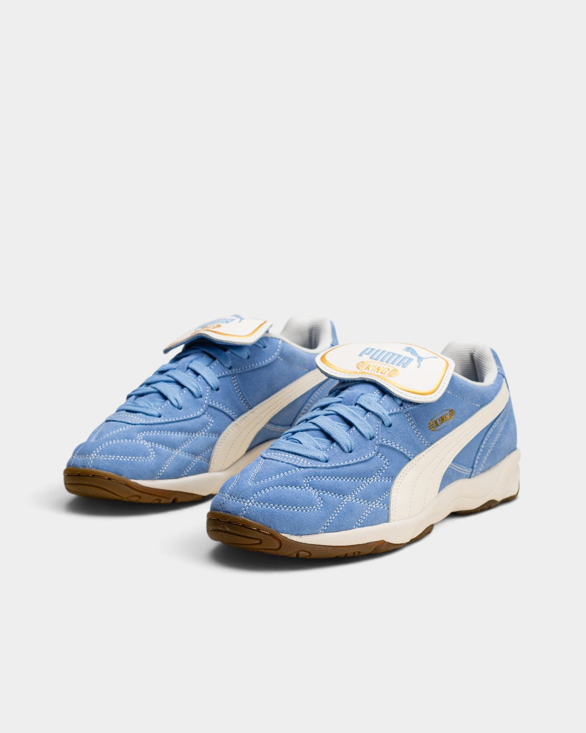 Lockwood Avenue Puma King Indoor Royalty sneakers in Day Dream blue hairy suede with a removable folded tongue.