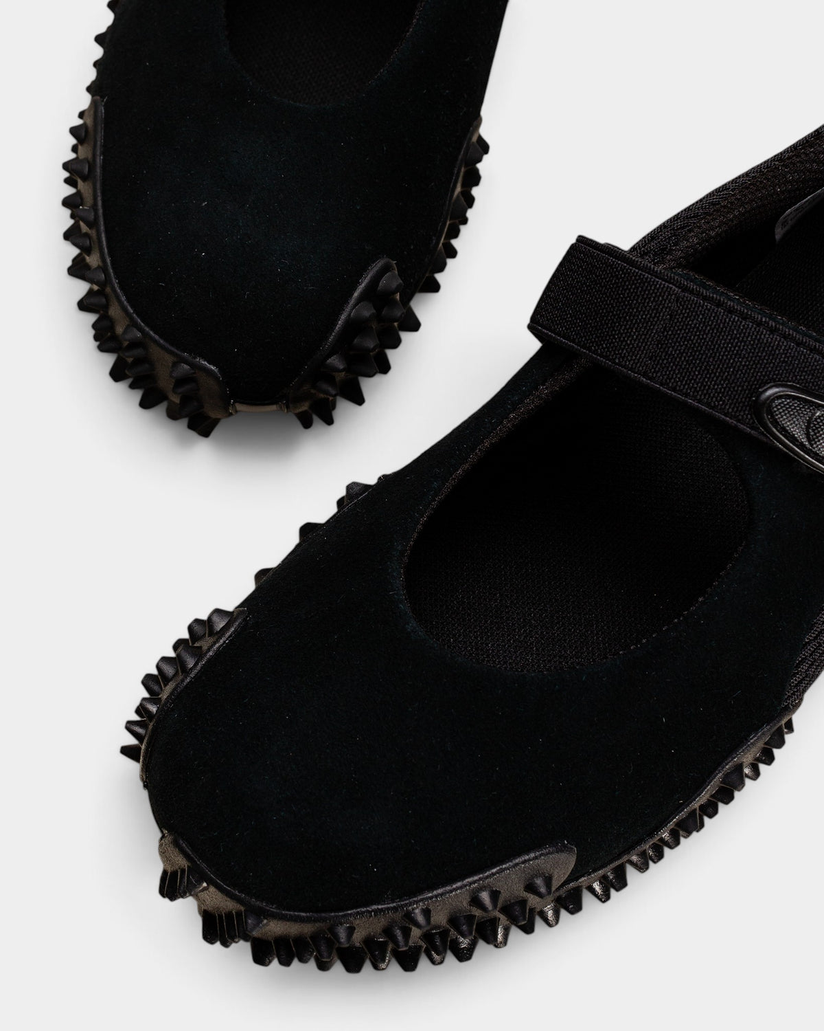 Lockwood Avenue Puma Mostro Fey PRM black suede and mesh Mary Jane shoes with signature spiked rubber outsoles.
