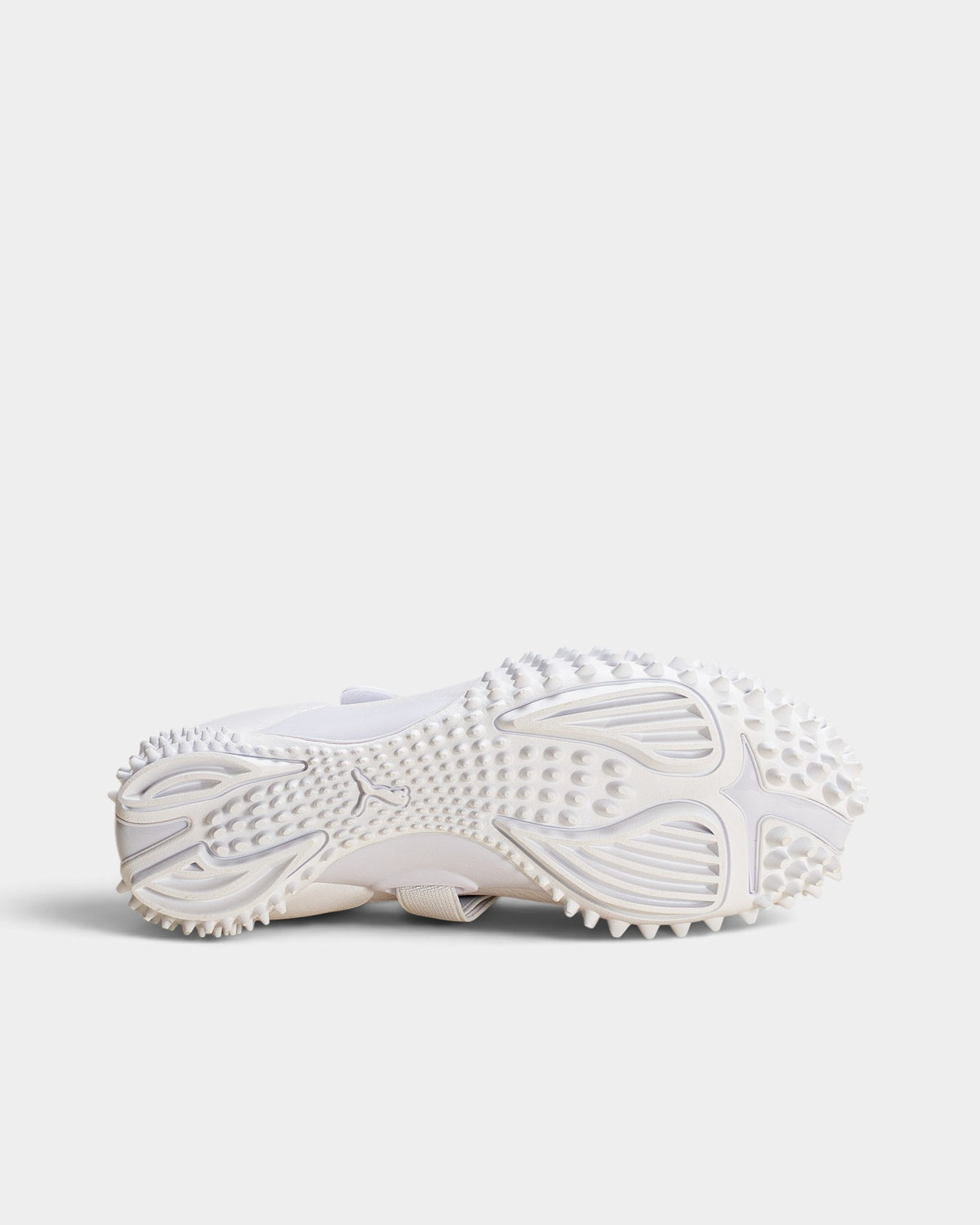 Lockwood Avenue Puma Mostro Fey LTH white leather Mary Jane shoe showing the signature spiked rubber outsole