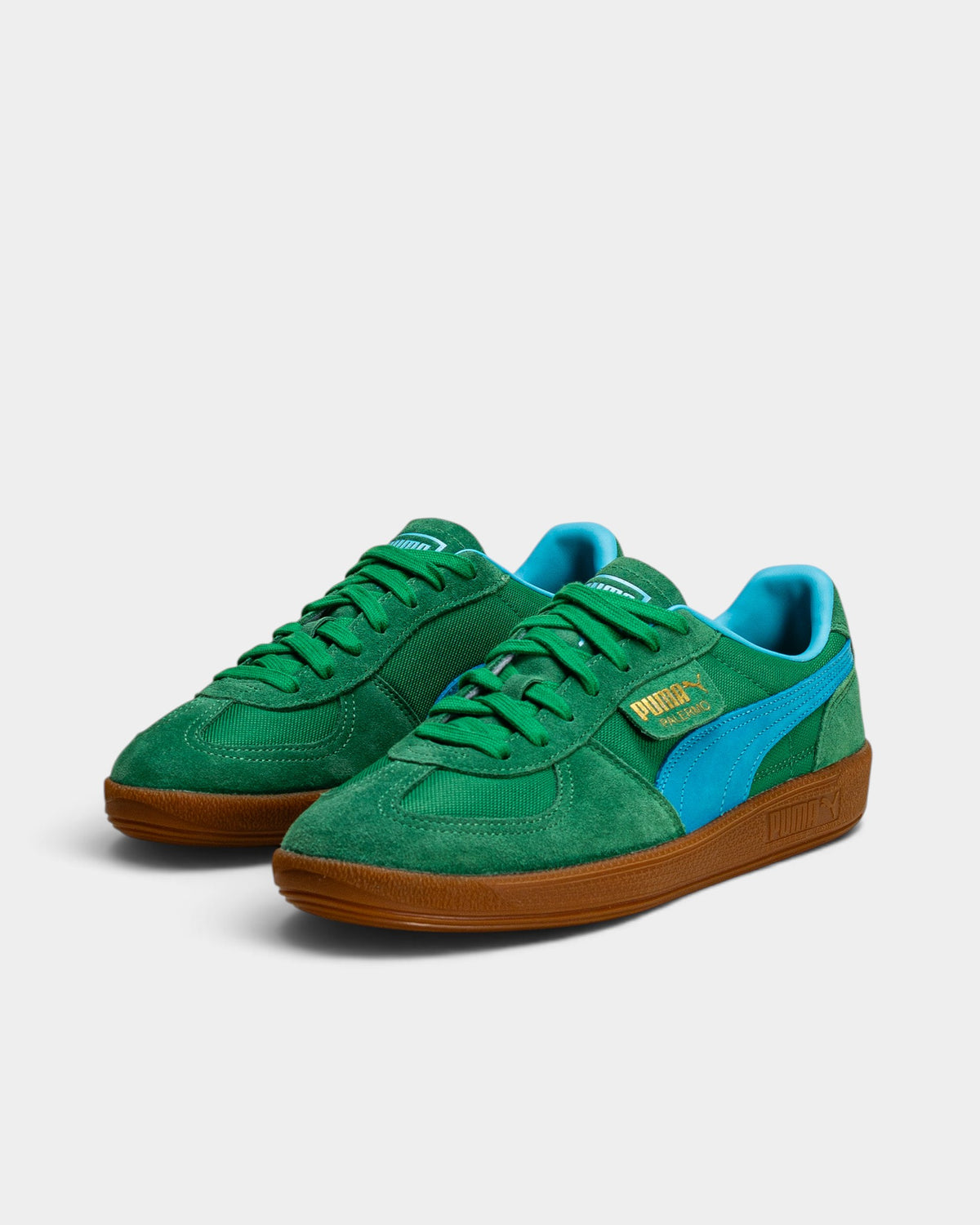 Lockwood Avenue Puma Palermo Vintage Update sneakers in archive green suede with bright aqua leather formstrip