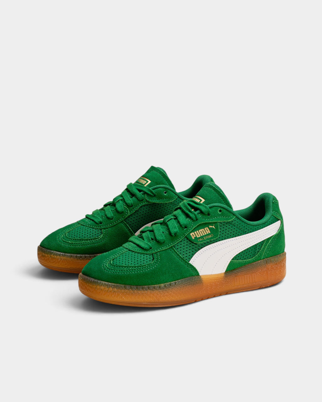 Lockwood Avenue Puma Palermo LaModa Vintage sneakers in archive green suede with white formstrip and gum sole.