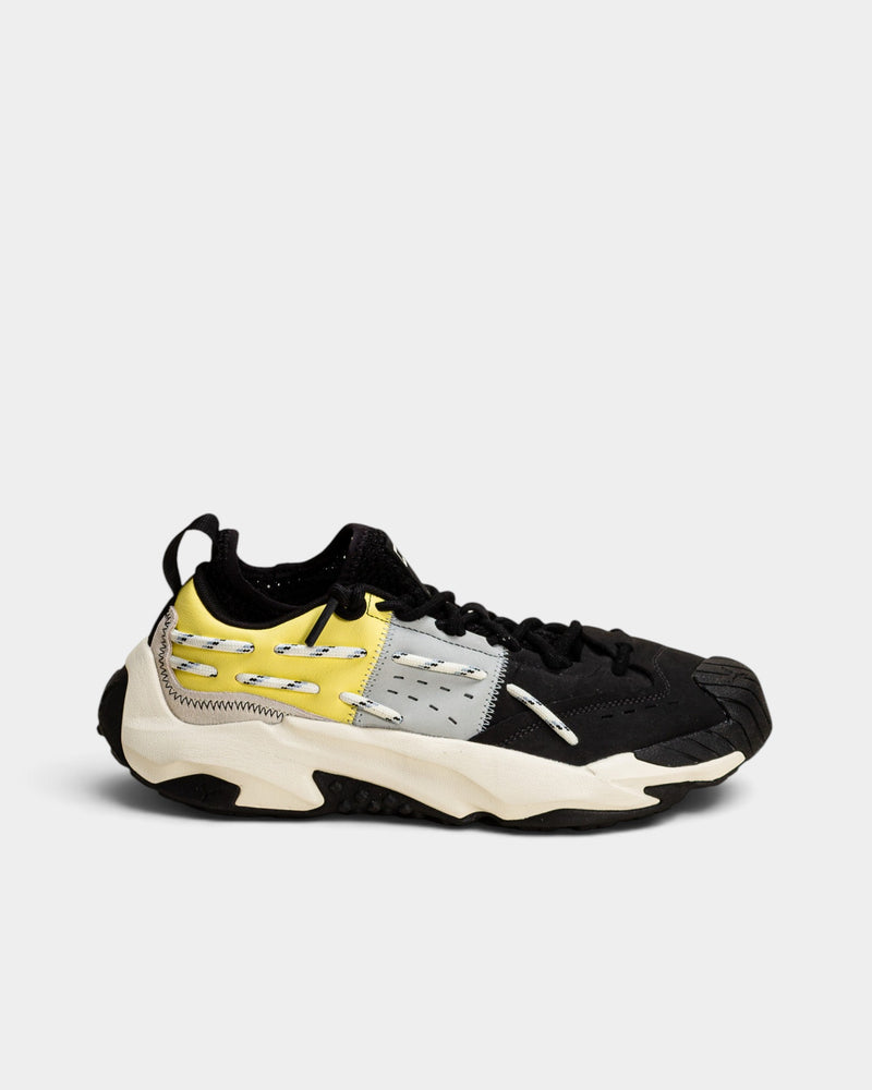 Lockwood Avenue Puma Plexus Retro chunky sneakers in black with pale lemon accents, nubuck, leather, and suede upper.