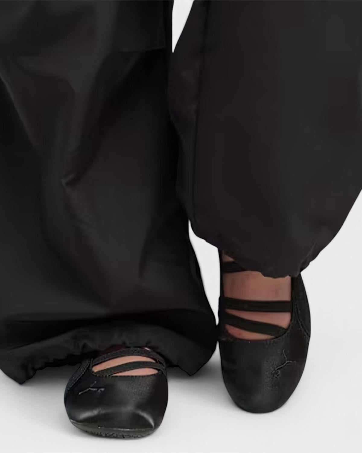 Lockwood Avenue Puma Speedcat ballet flats in black satin with suede Formstrip and elastic instep straps