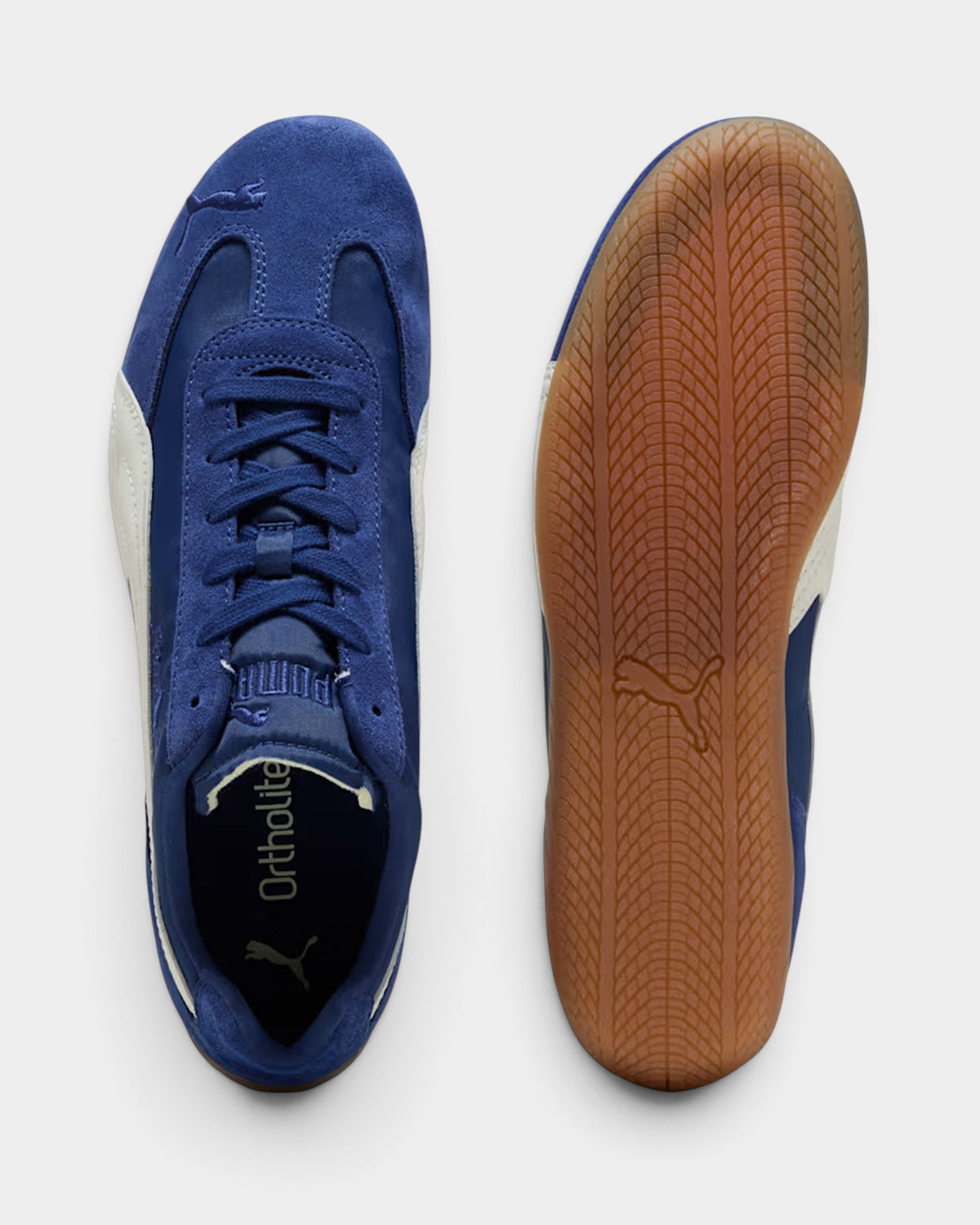 Lockwood Avenue Puma Speedcat nylon sneakers in blue jewel with white formstrip and flat gum rubber outsole