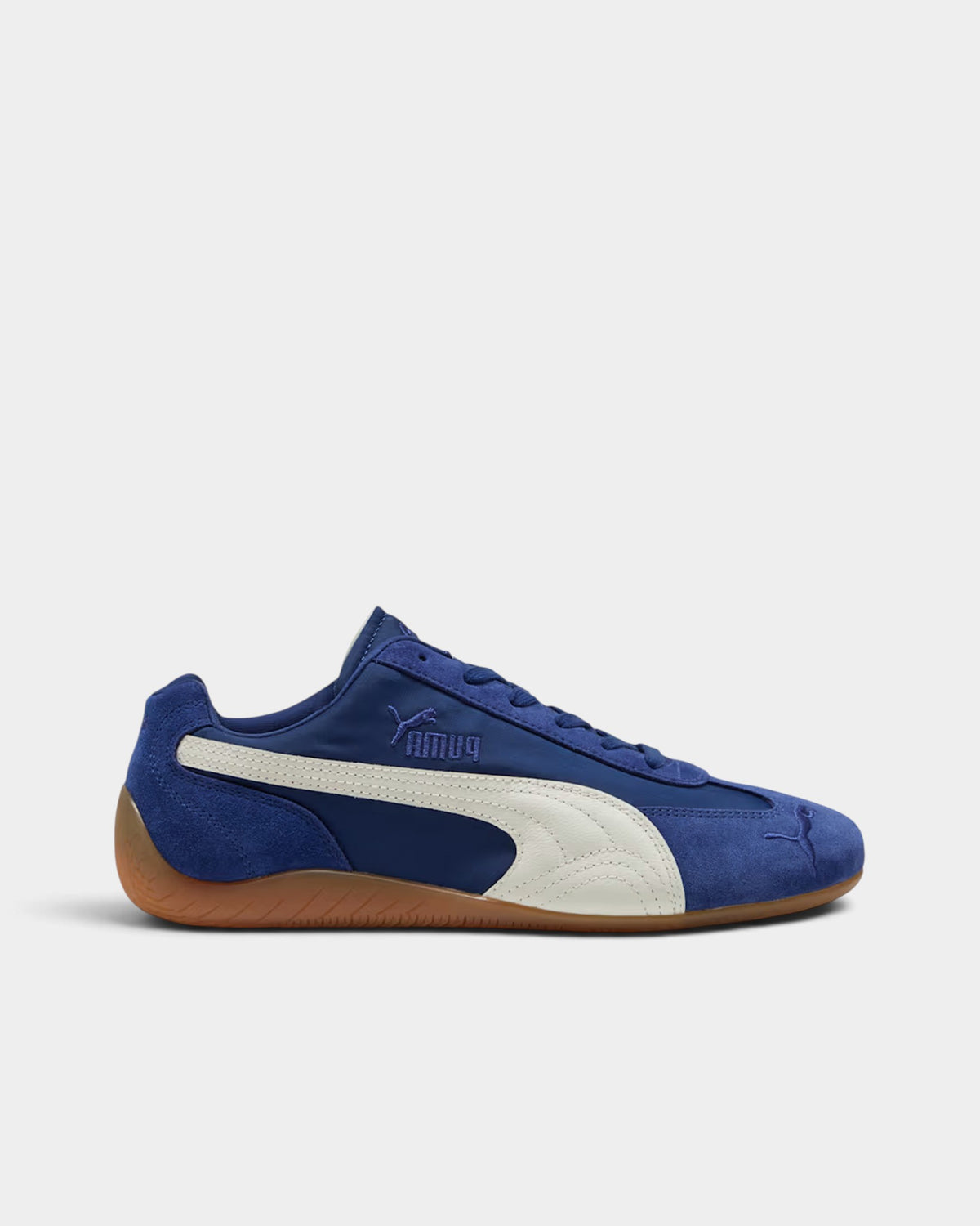 Lockwood Avenue Puma Speedcat Nylon sneakers in Blue Jewel with white Formstrip and low-profile gum rubber sole.