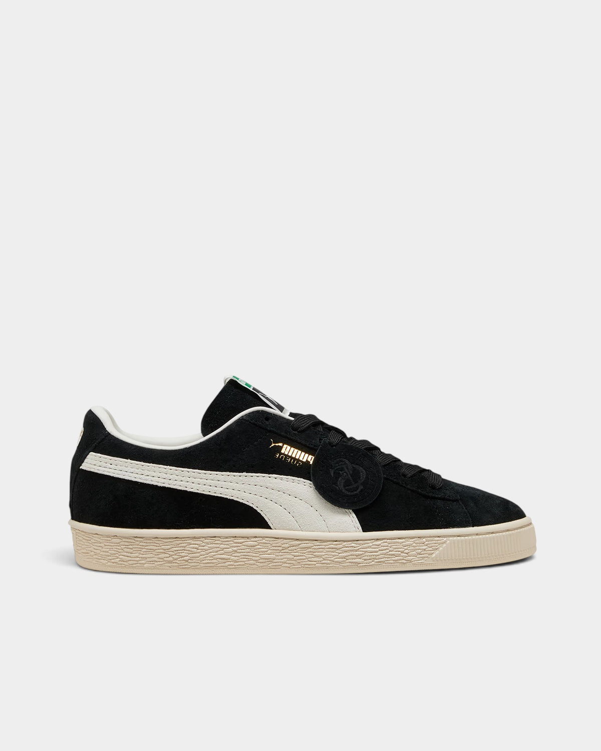 Lockwood Avenue Puma Suede Charles F. Stead sneakers in black suede with a white leather Formstrip and gum sole.