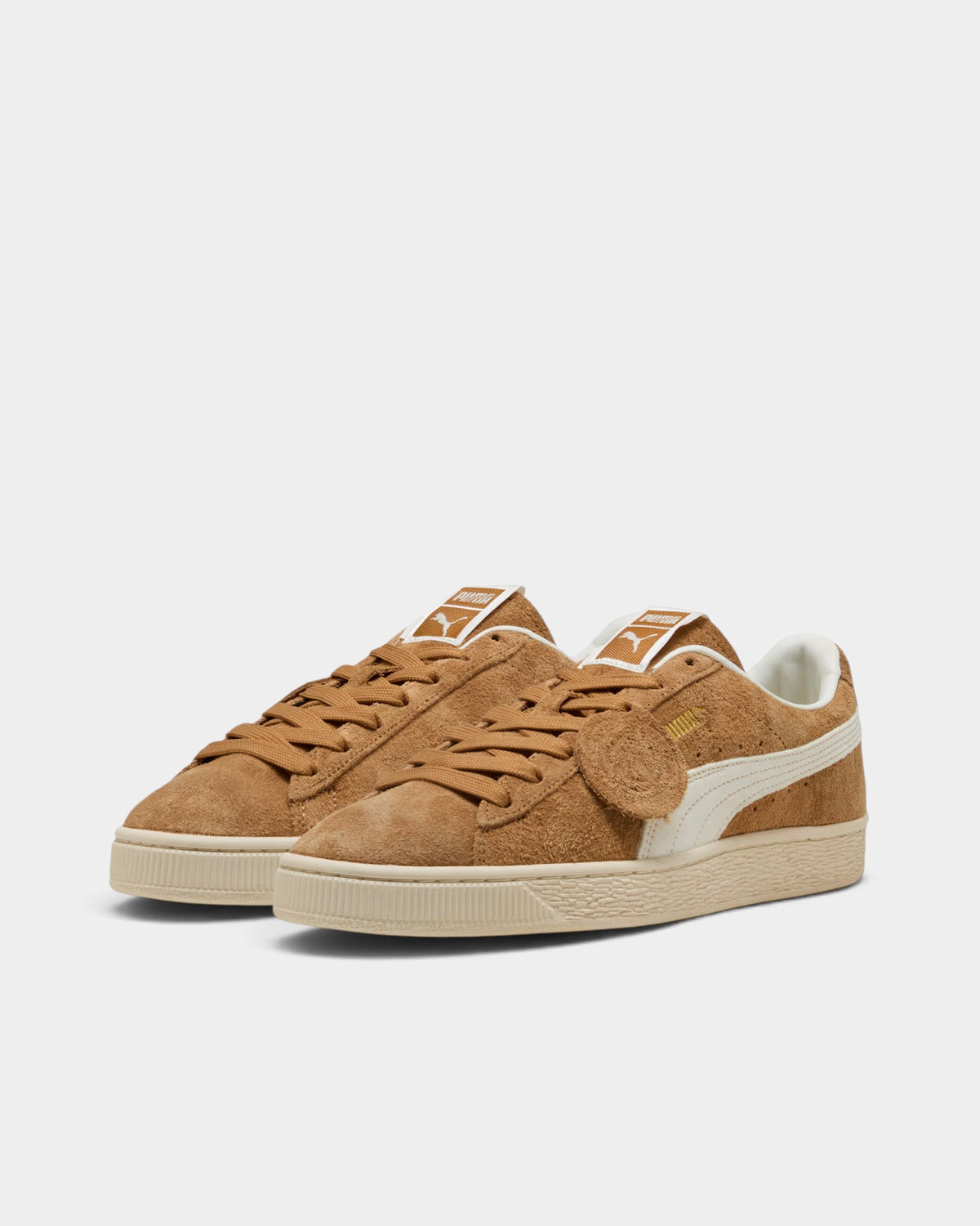 Lockwood Avenue Puma Suede Charles F. Stead shoes in honey butter suede with white leather formstrip and rubber sole.