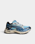 Lockwood Avenue Puma Veritana Sentient runner in white and bright aqua mesh with synthetic leather overlays.