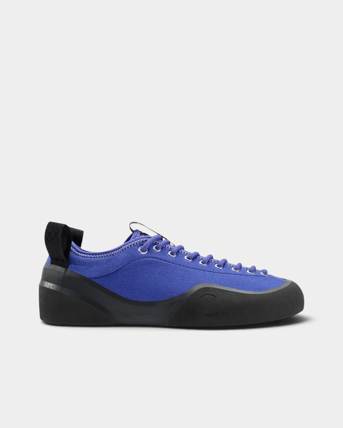 Lockwood Avenue Village PM 1PM purple canvas skate shoes with black rubber glove technology sole and offset lacing.