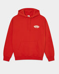 Lockwood Avenue red heavyweight cotton fleece hoodie with white Polar Skate Club chest graphic and kangaroo pocket