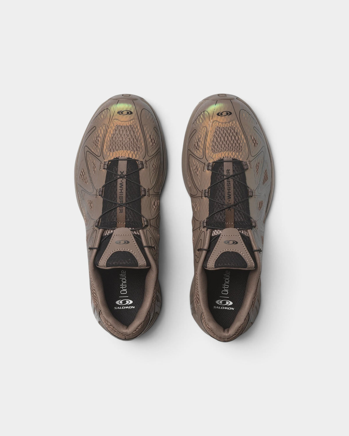 Lockwood Avenue Salomon XT-Whisper Void unisex trail shoes in tonal brown with 3D mesh, TPU overlays, and Quicklace.