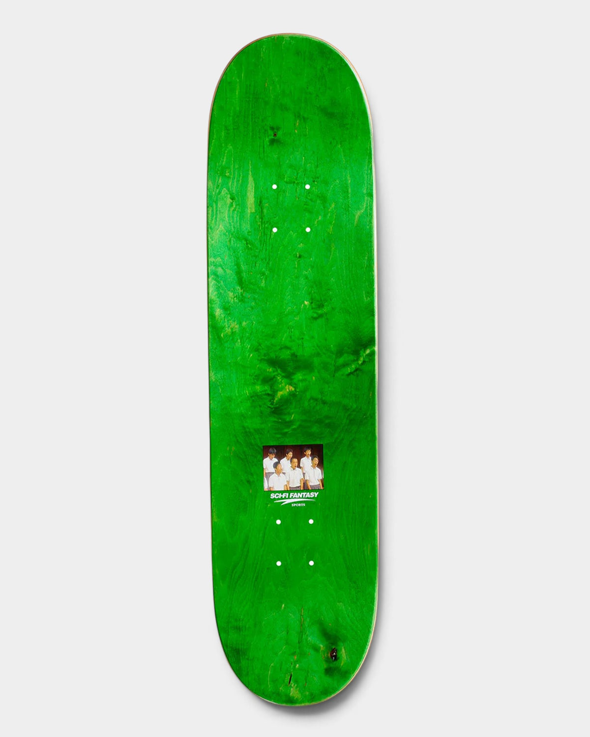 Lockwood Avenue Sci-Fi Fantasy Ryan Lay Evolution 8.38-inch skateboard deck with green wood grain and graphic