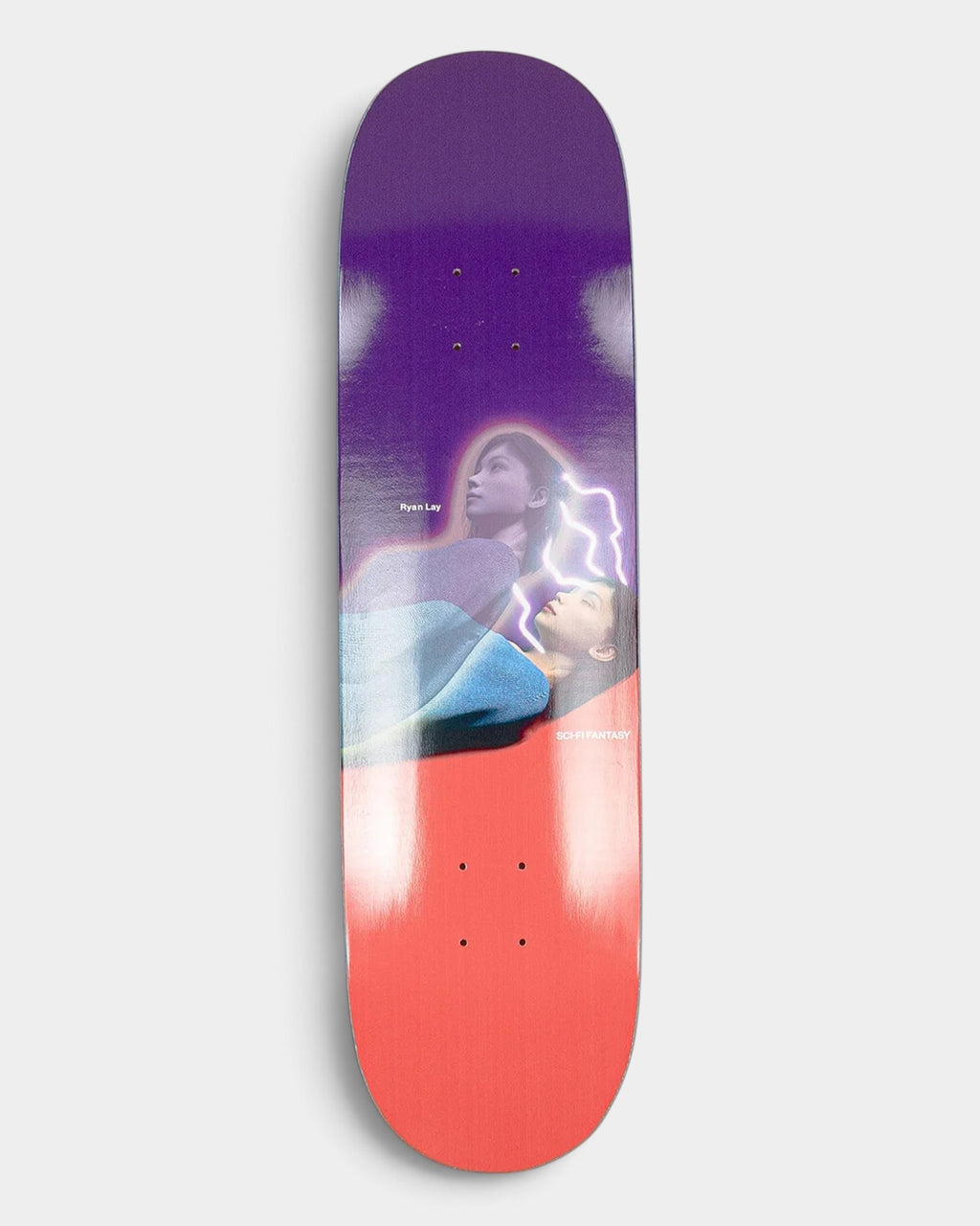 Lockwood Avenue Sci-Fi Fantasy Ryan Lay Out Of Body 8.5 inch skateboard deck with purple and red gradient graphic