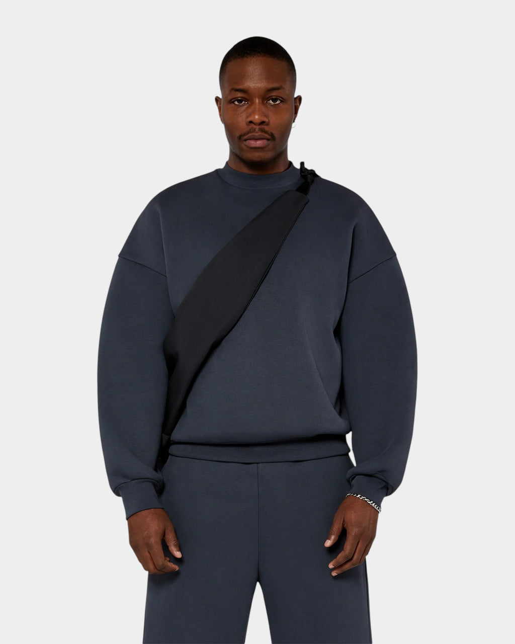 Lockwood Avenue Seventh V2 crewneck sweatshirt in charcoal grey heavy cotton jersey with a rounded silhouette