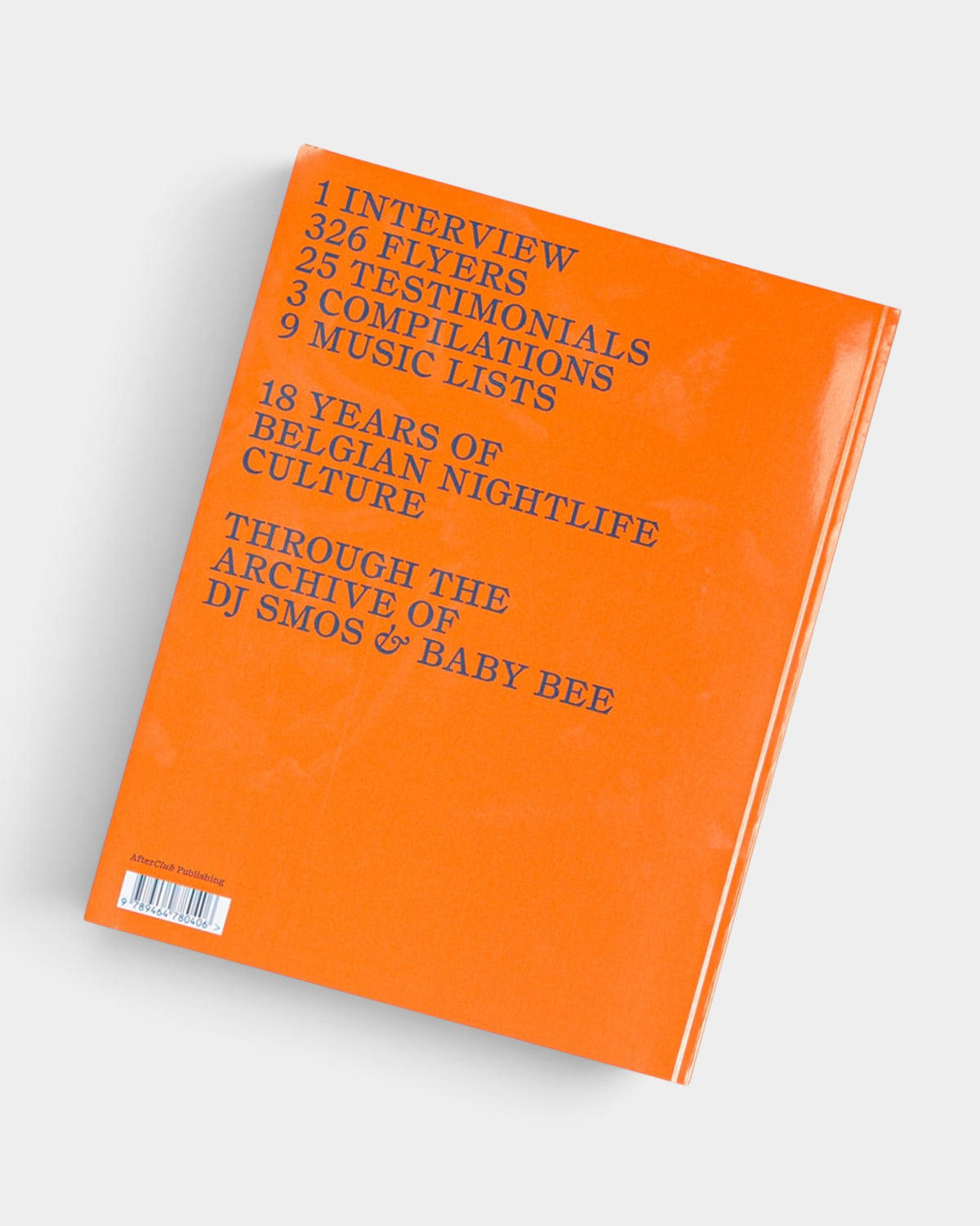 Lockwood Avenue Smos & Baby Bee book featuring an orange cover with blue text detailing Belgian nightlife history.