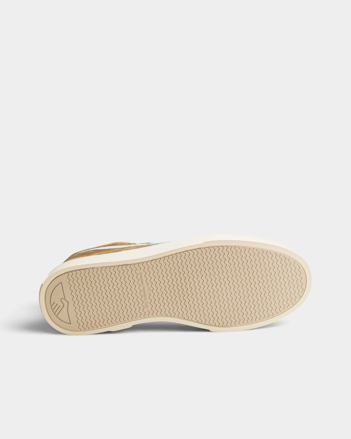 Lockwood Avenue Stepney Workers Club Dellow S-Strike cupsole shoe showing the textured tan rubber outsole