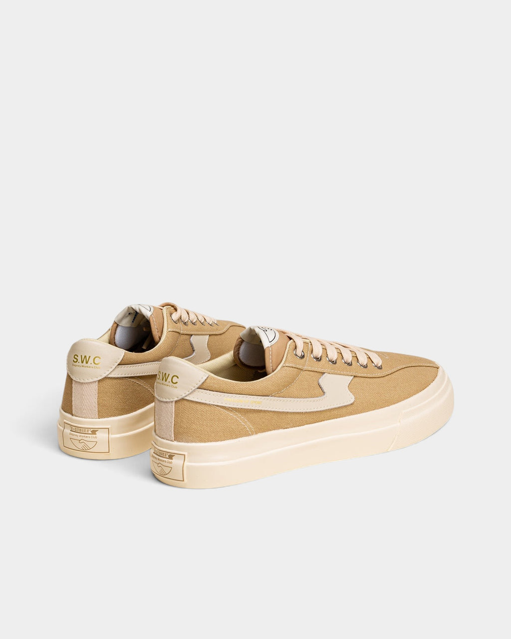 Lockwood Avenue Stepney Workers Club Dellow S-Strike sand canvas sneakers with ecru leather side branding
