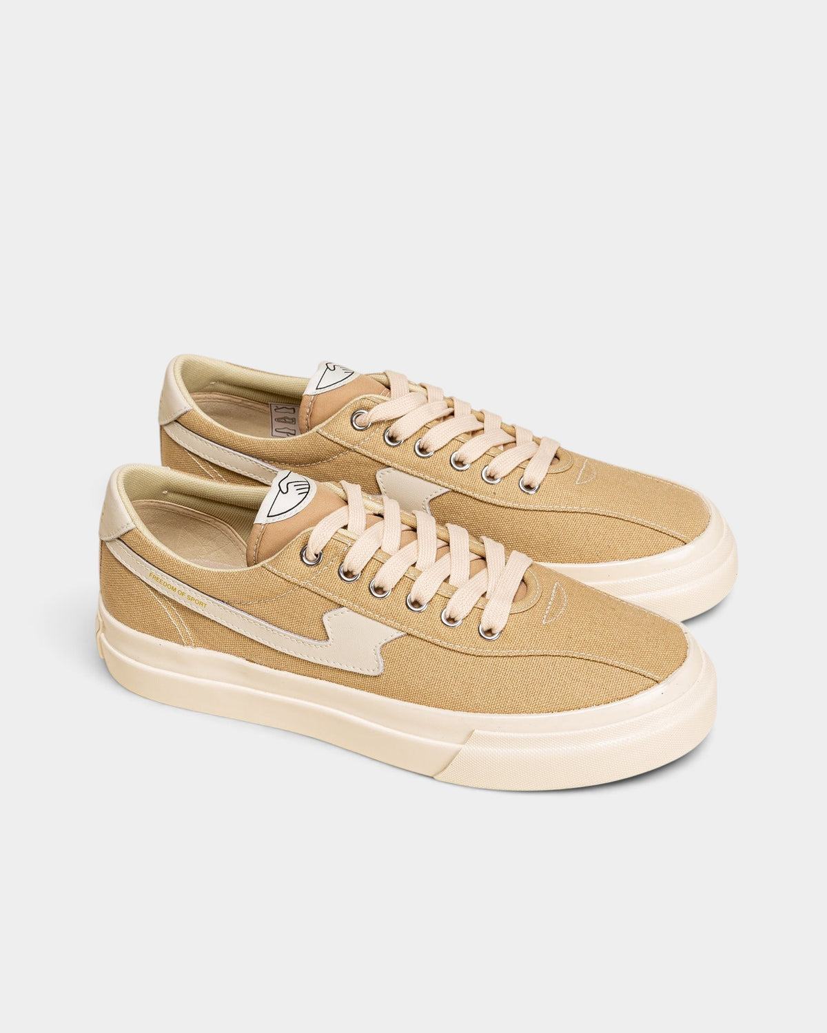 Lockwood Avenue Stepney Workers Club Dellow S-Strike sand canvas sneakers with ecru leather side branding