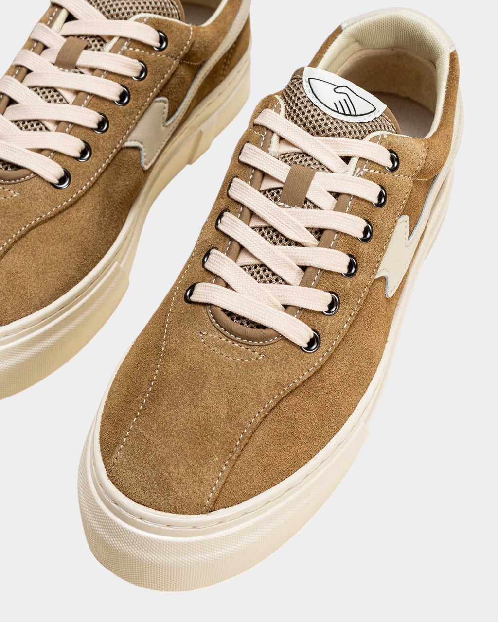 Lockwood Avenue Stepney Workers Club Dellow S-Strike cupsole sneakers in desert suede with ecru accents.