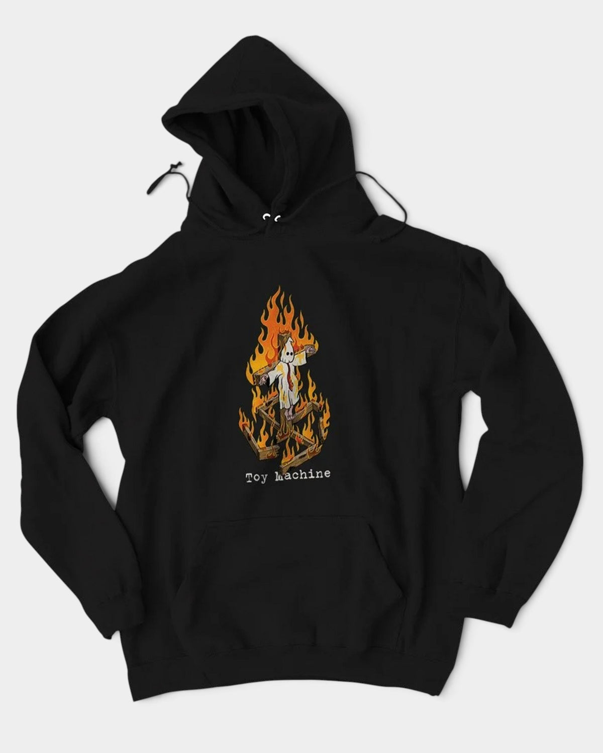 Lockwood Avenue Toy Machine black heavyweight pullover hoodie featuring Ed Templeton's Charred Cross chest graphic.