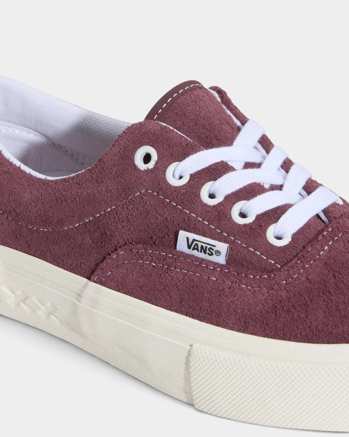 Lockwood Avenue Vans x Pop x Ben-G Skate Era sneakers in burgundy hairy suede with white laces and embossed foxing.