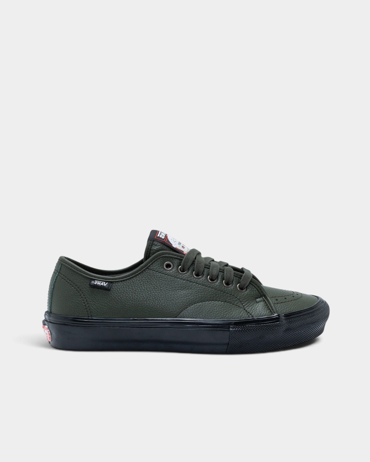 Lockwood Avenue Vans x Hockey AVE Classic VCU skate shoes in dark green leather with black rubber soles and branding.