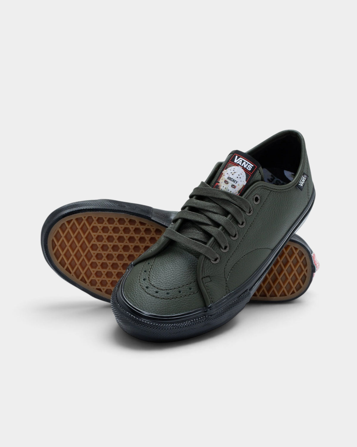 Lockwood Avenue Vans x Hockey AVE Classic VCU skate shoes in dark green leather with black soles and branding