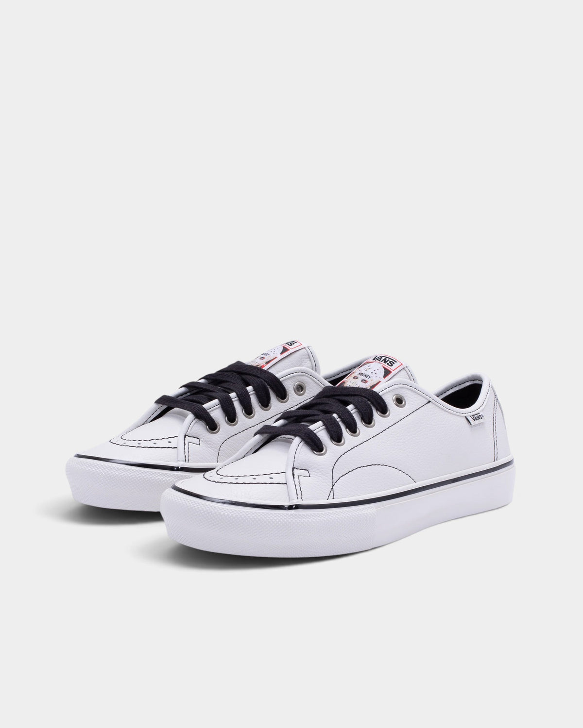 Lockwood Avenue Vans x Hockey AVE Classic VCU skate shoes in white leather with black laces and rubber soles.