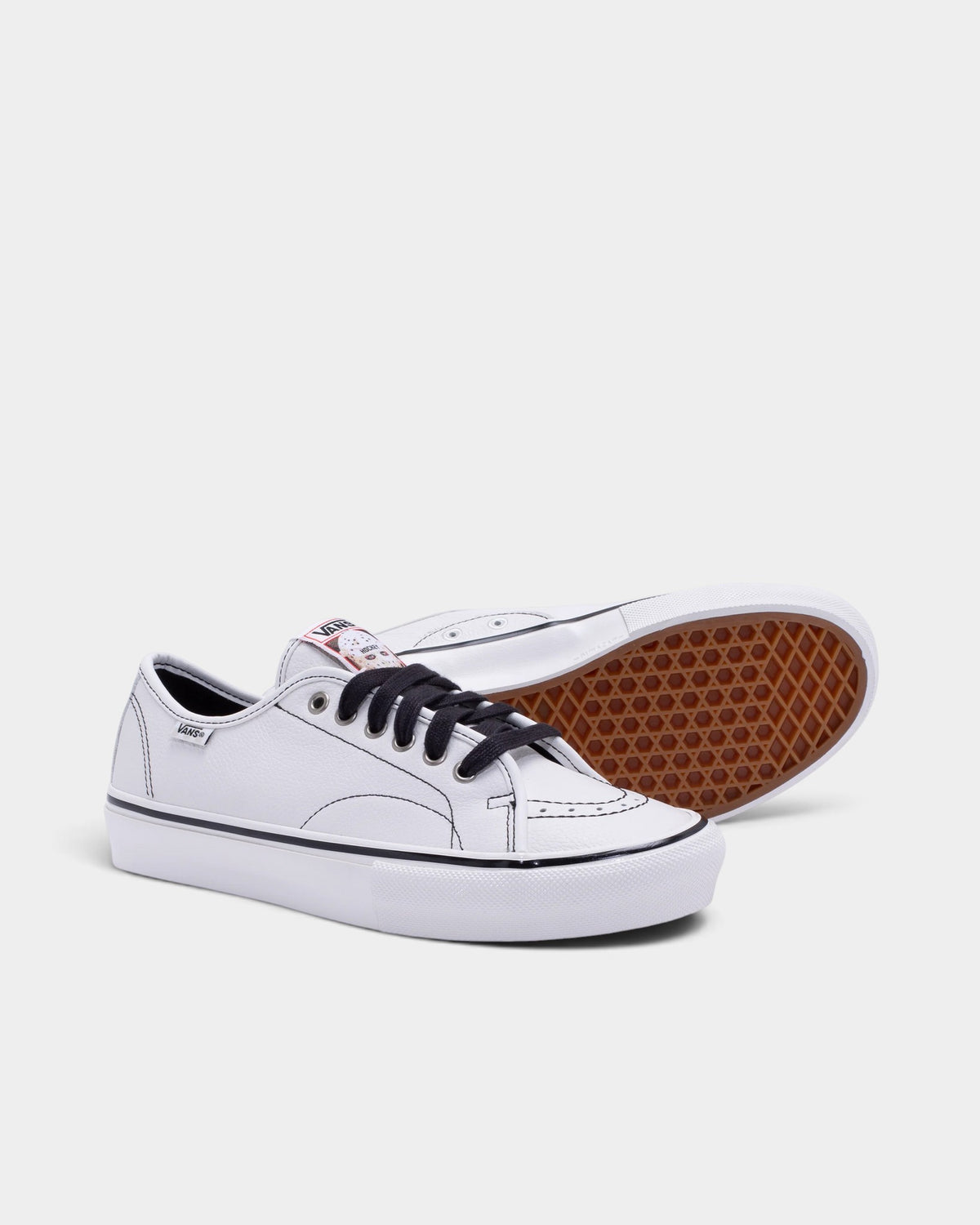 Lockwood Avenue Vans x Hockey AVE Classic VCU skate shoes in white leather with black laces and gum rubber soles.