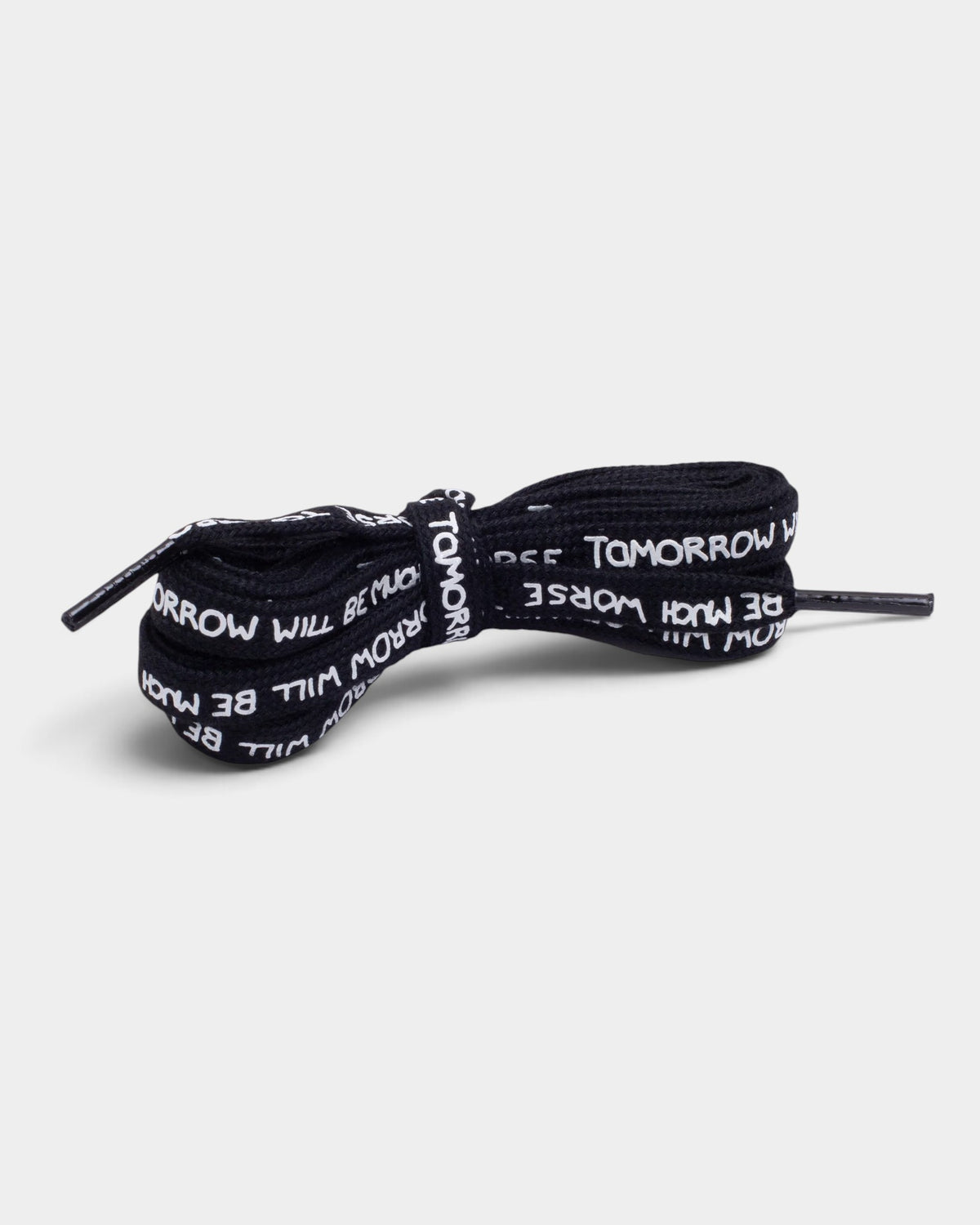 Lockwood Avenue black shoelaces with white Tomorrow Will Be Much Worse text print from the Vans x Hockey collaboration