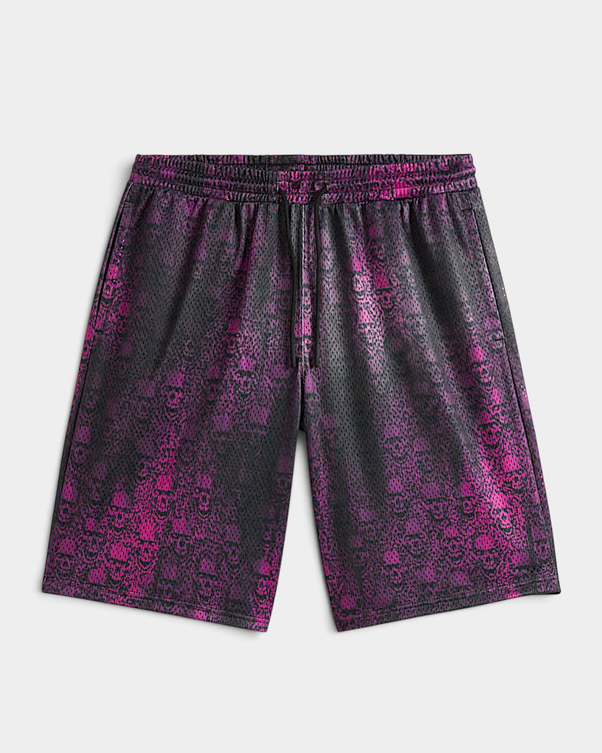 Lockwood Avenue Vans mesh shorts in black and purple with an all-over wreckpack graphic print and drawstring waist.