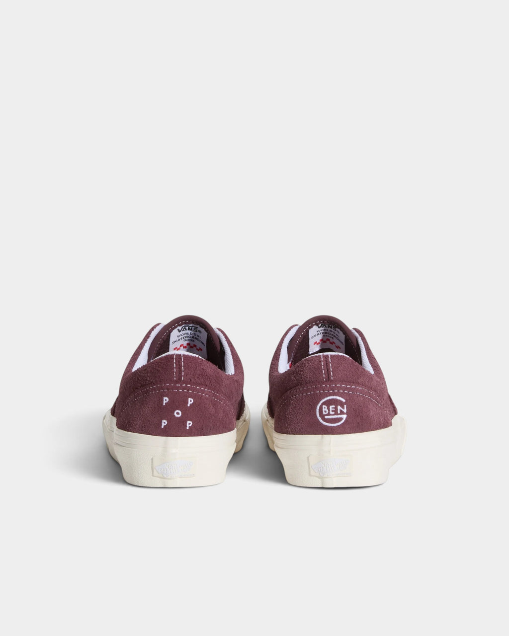 Lockwood Avenue Vans x Pop x Ben-G Skate Era shoes in burgundy hairy suede with heel logo embroidery