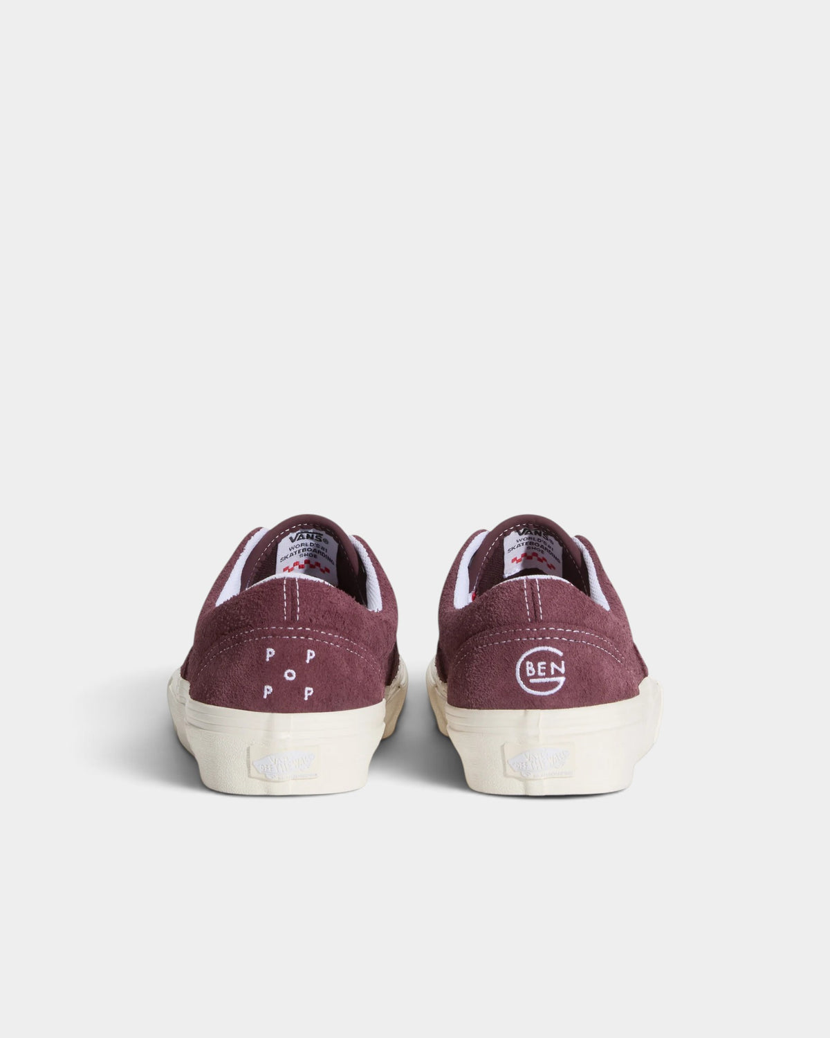 Lockwood Avenue Vans x Pop x Ben-G Skate Era shoes in burgundy hairy suede with heel logo embroidery