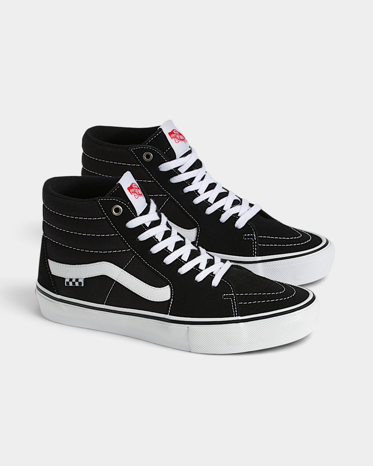 Lockwood Avenue Vans SK8-Hi Pro high-top skate shoes in black suede and canvas with white Sidestripe and waffle sole