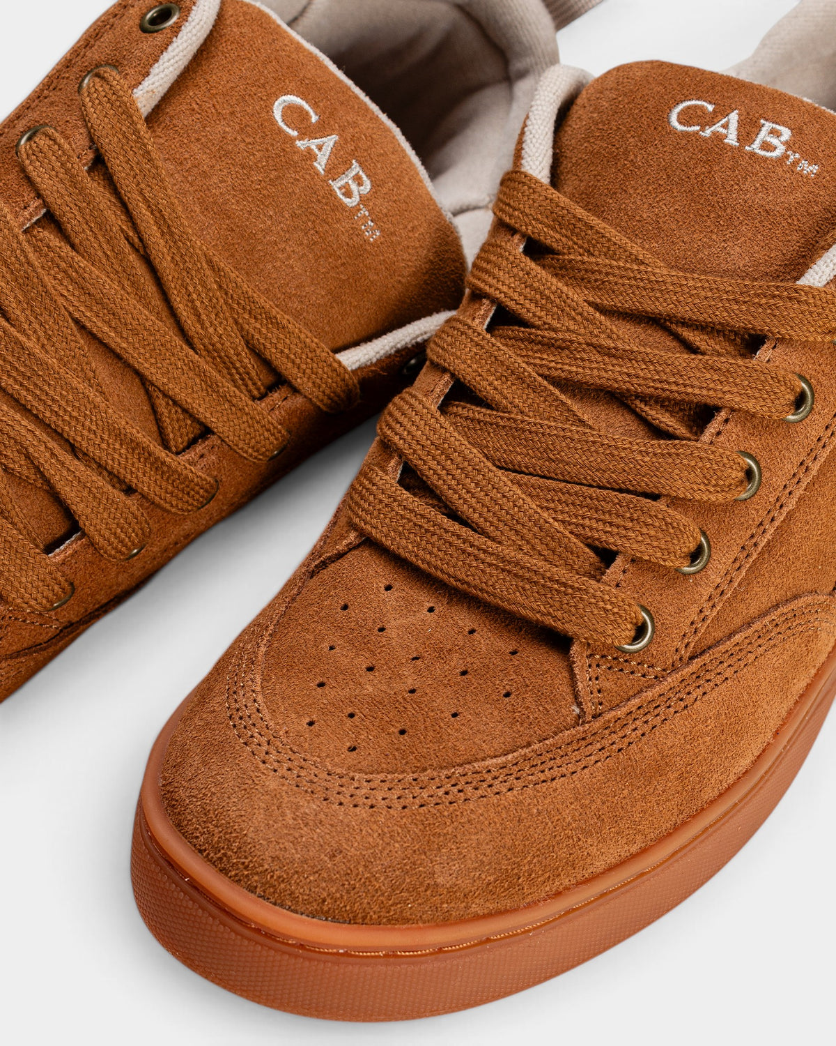 Lockwood Avenue Vans Skate Cab 4 shoes in brown suede with matching laces, gum outsole, and perforated toebox detail.