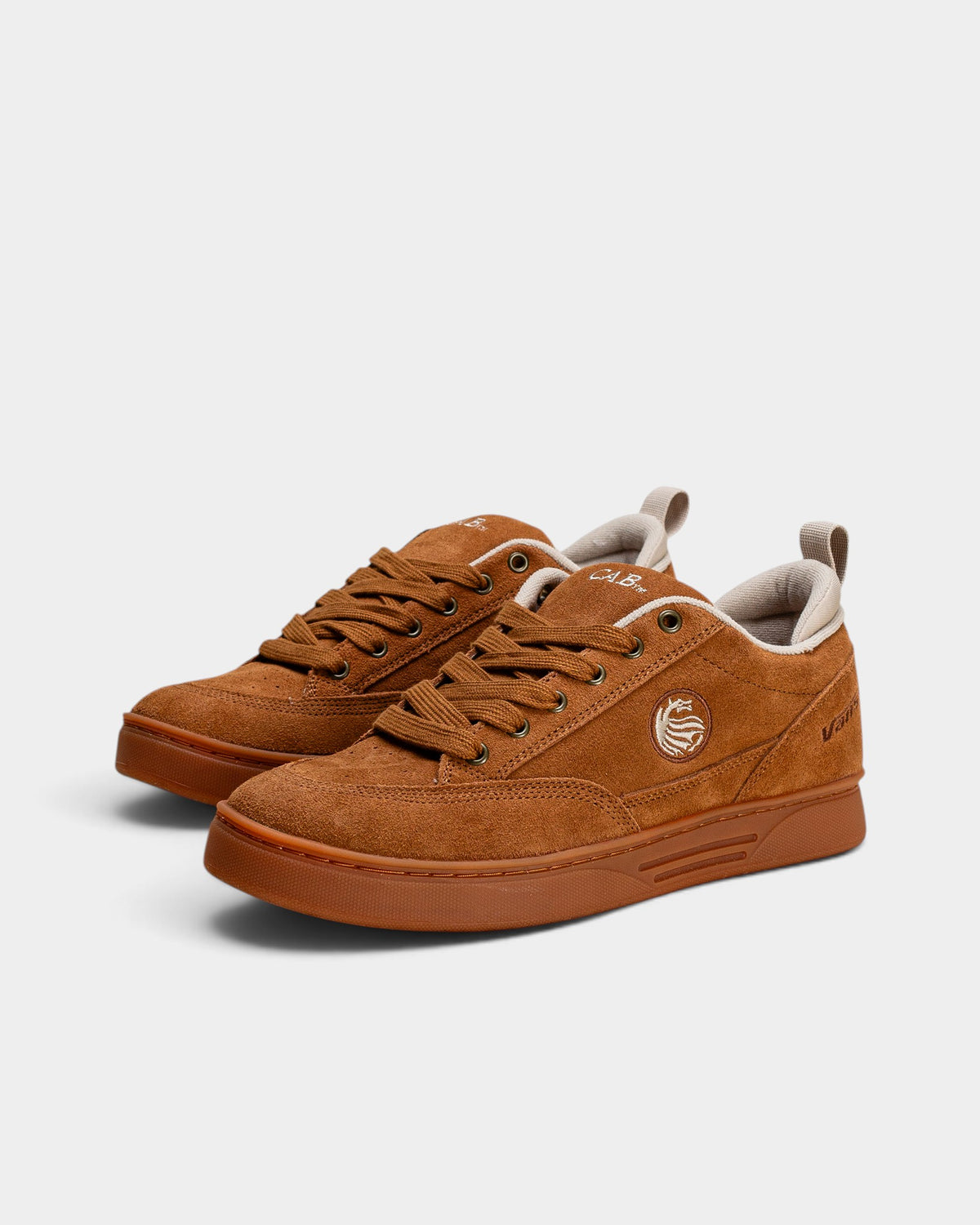 Lockwood Avenue Vans Skate Cab 4 brown suede skate shoes with gum rubber cupsole and signature branding