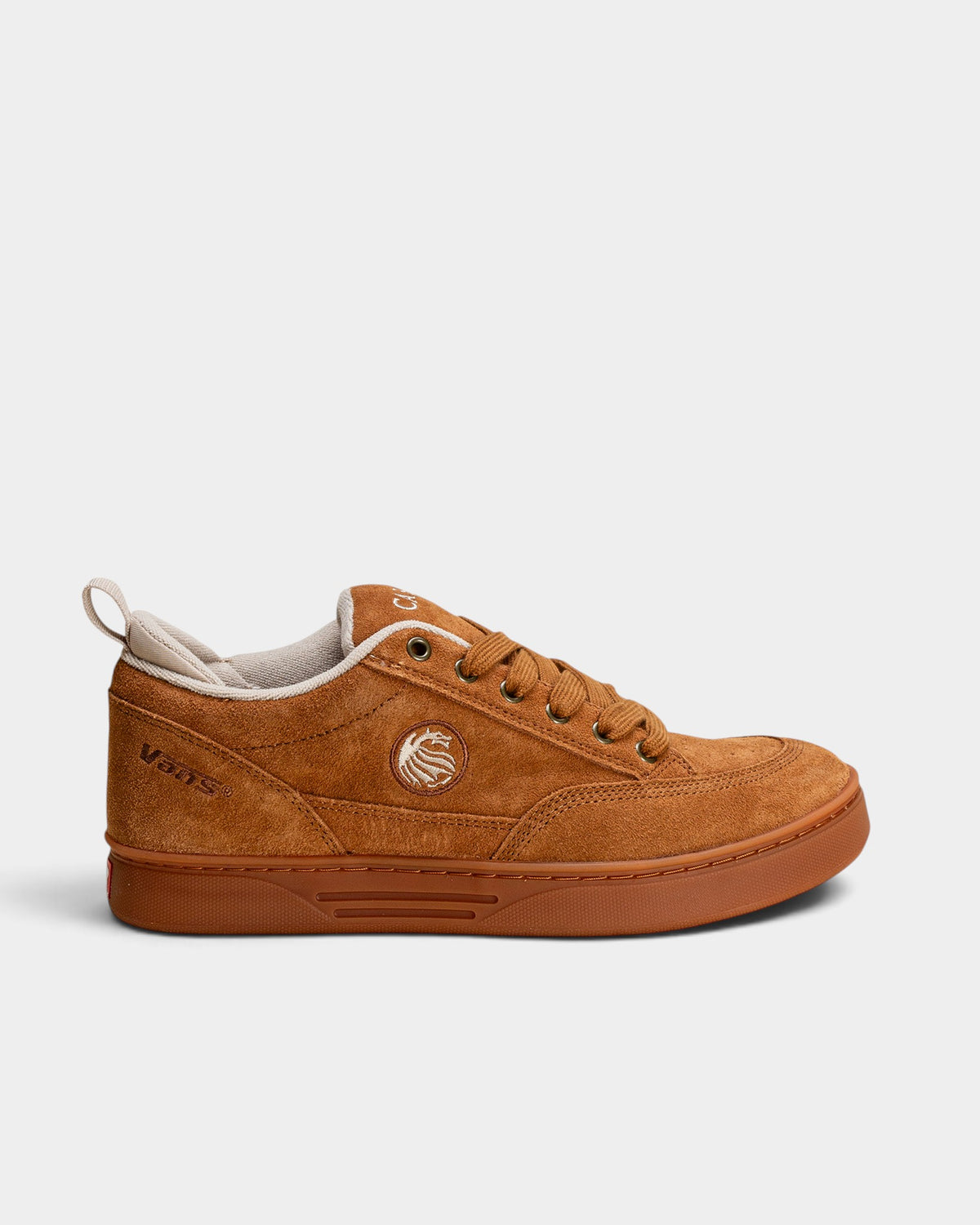 Lockwood Avenue Vans Skate Cab 4 brown suede skate shoes with gum rubber outsole and signature logo detailing.