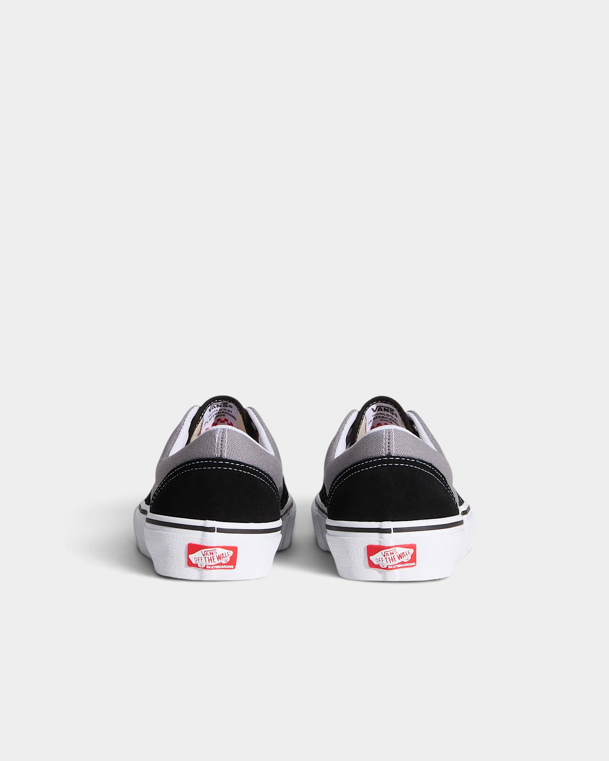 Lockwood Avenue Vans Skate Era low-top sneakers in black and grey seen from the back with red heel branding