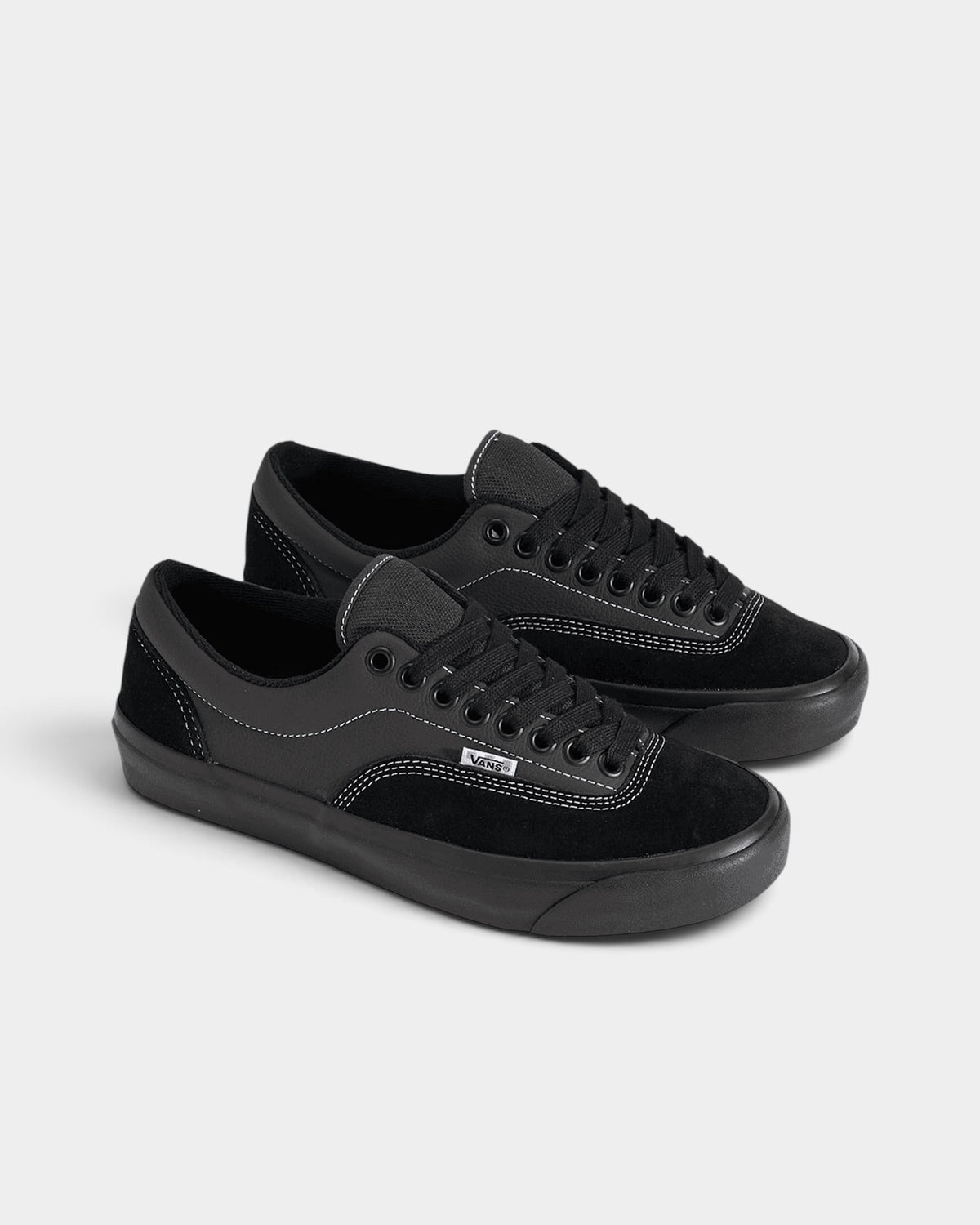 Lockwood Avenue Vans Skate Era Stub shoes in all-black suede and canvas with a stubbed toe box and vulcanized sole.