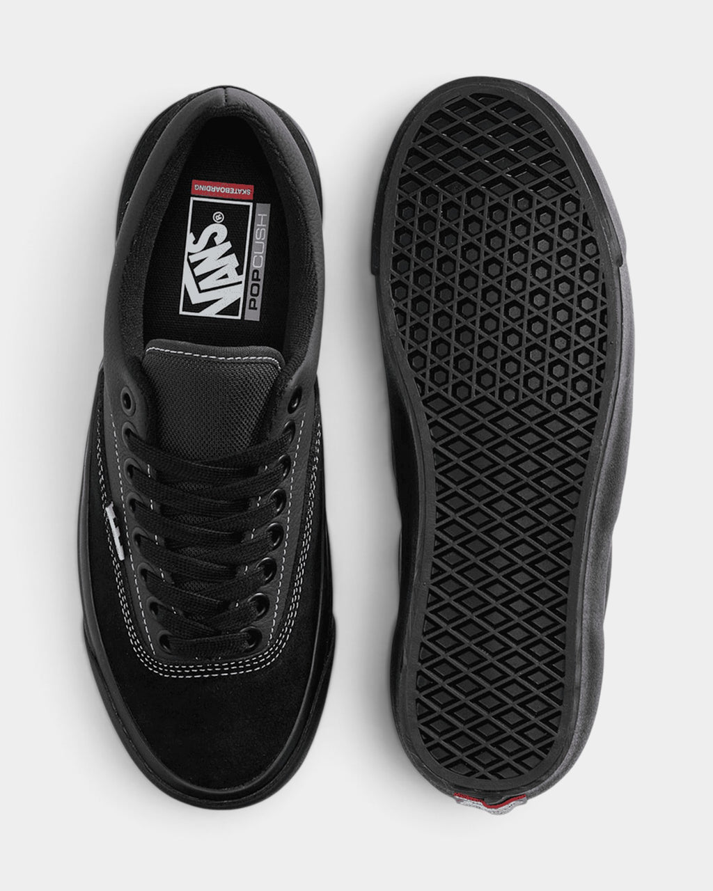 Lockwood Avenue Vans Skate Era Stub shoes in all-black suede and canvas with a vulcanized gum rubber waffle outsole.